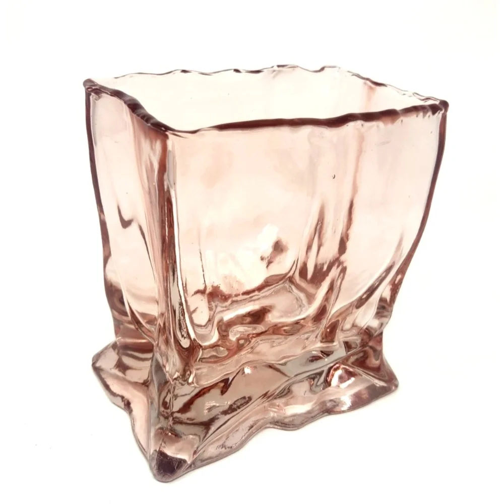 Swirl Glass Vase Sculptural Organic Modern Tabletop Decor Artisan Rippled 6 Inch